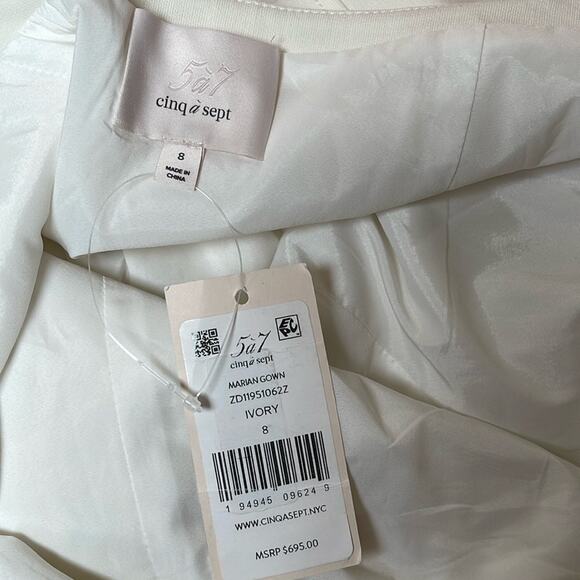 Cinq a Sept Marian Ruched Draped Silk Side Tie White Maxi Dress Size 8 - Picture 7 of 8